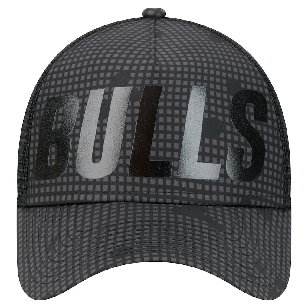 Chicago Bulls Male Adult Midnight Ink Tonal A-Frame Trucker 9FORTY Adjustable Hat - Black | New Era shop