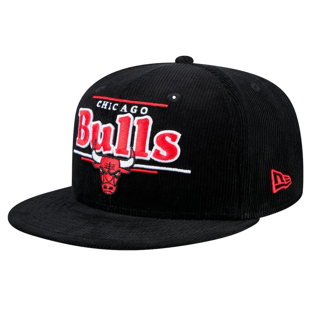 Chicago Bulls Throwback Display Corduroy 9FIFTY Snapback Hat - Black | New Era shop