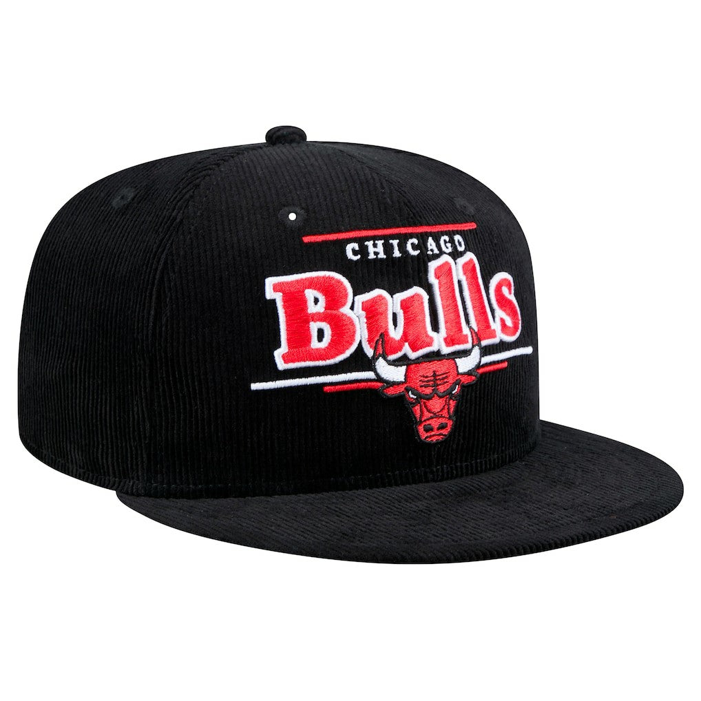Chicago Bulls Throwback Display Corduroy 9FIFTY Snapback Hat - Black | New Era shop