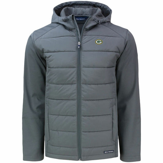 Green Bay Packers Cutter & Buck Evoke PrimaLoft Hybrid Eco Softshell Recycled Full-Zip Hooded Jacket - Gray sale