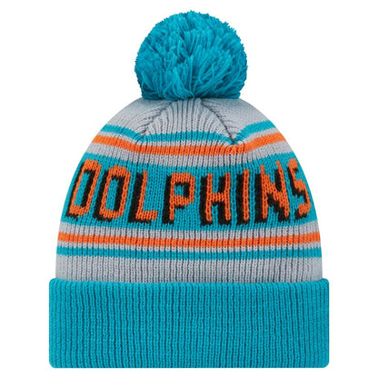 Miami Dolphins New Era Youth Main Cuffed Knit Hat with Pom - Aqua discount