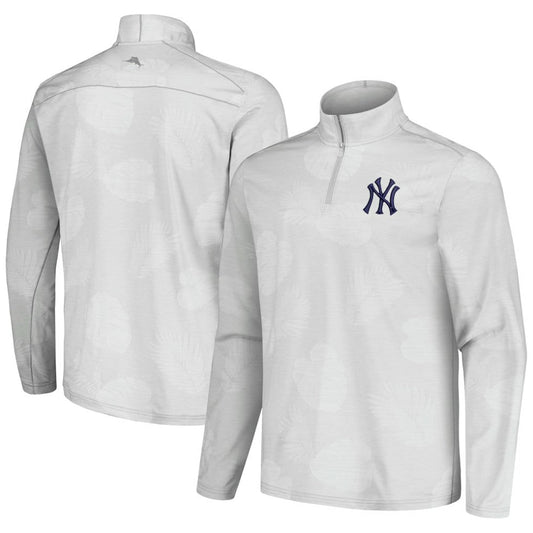 New York Yankees Tommy Bahama Delray Frond IslandZone Half-Zip Jacket - Gray