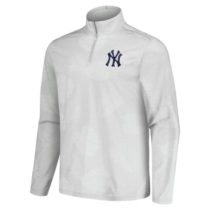 New York Yankees Tommy Bahama Delray Frond IslandZone Half-Zip Jacket - Gray