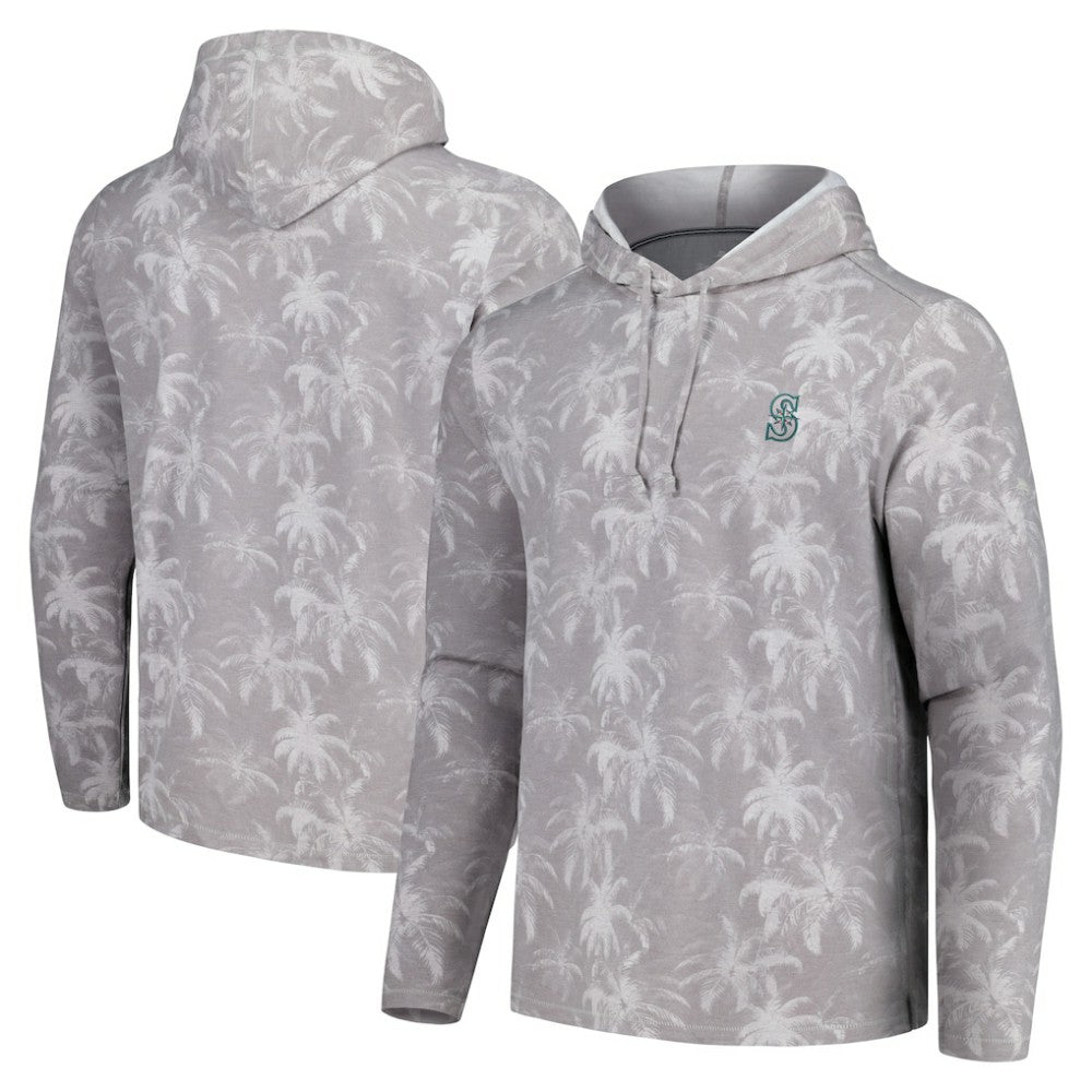 Seattle Mariners Tommy Bahama Palm Frenzy Hoodie Long Sleeve T-Shirt - Gray