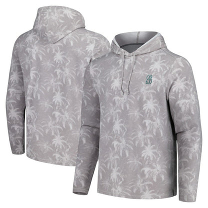 Seattle Mariners Tommy Bahama Palm Frenzy Hoodie Long Sleeve T-Shirt - Gray