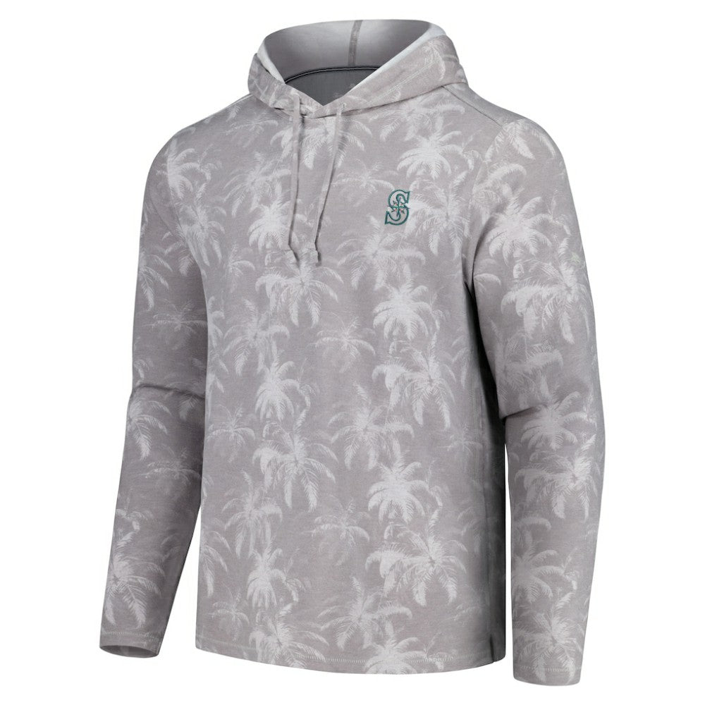 Seattle Mariners Tommy Bahama Palm Frenzy Hoodie Long Sleeve T-Shirt - Gray