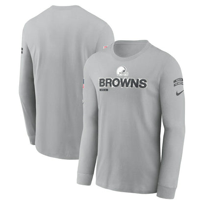 Cleveland Browns 2024 Salute To Service Long Sleeve T-Shirt - Gray | Nike discount
