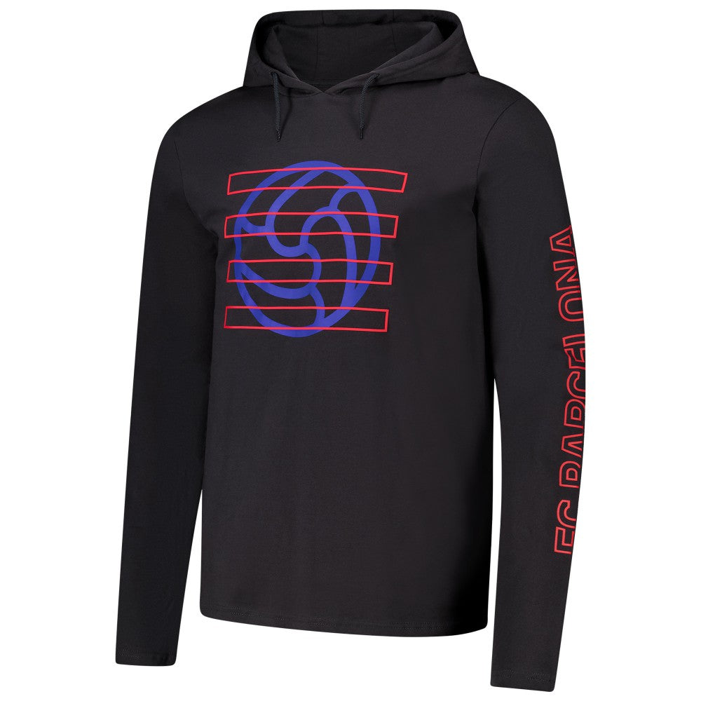 Barcelona Wordmark Long Sleeve Hoodie T-Shirt- Charcoal shop