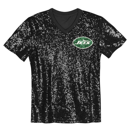 Sauce Gardner New York Jets Girls Youth Sequin V-Neck Fashion Jersey - Black for sale