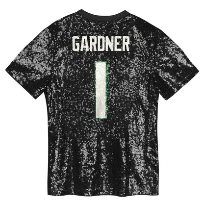 Sauce Gardner New York Jets Girls Youth Sequin V-Neck Fashion Jersey - Black for sale