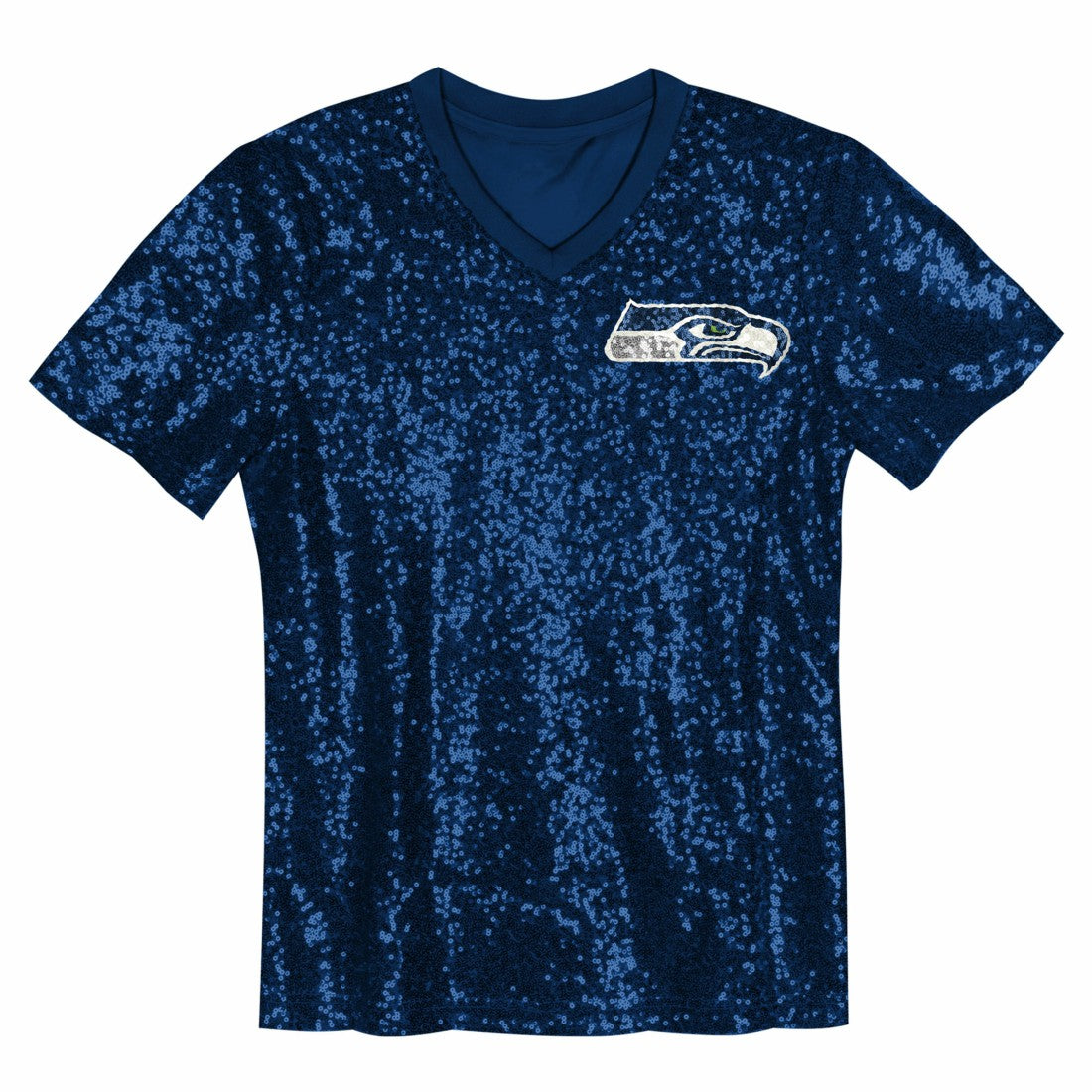12 Fan Seattle Seahawks Girls Youth Sequin V-Neck Fashion Jersey - College Navy for sale