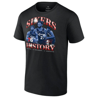 Joel Embiid Philadelphia 76ers History T-Shirt sale - Black cheap