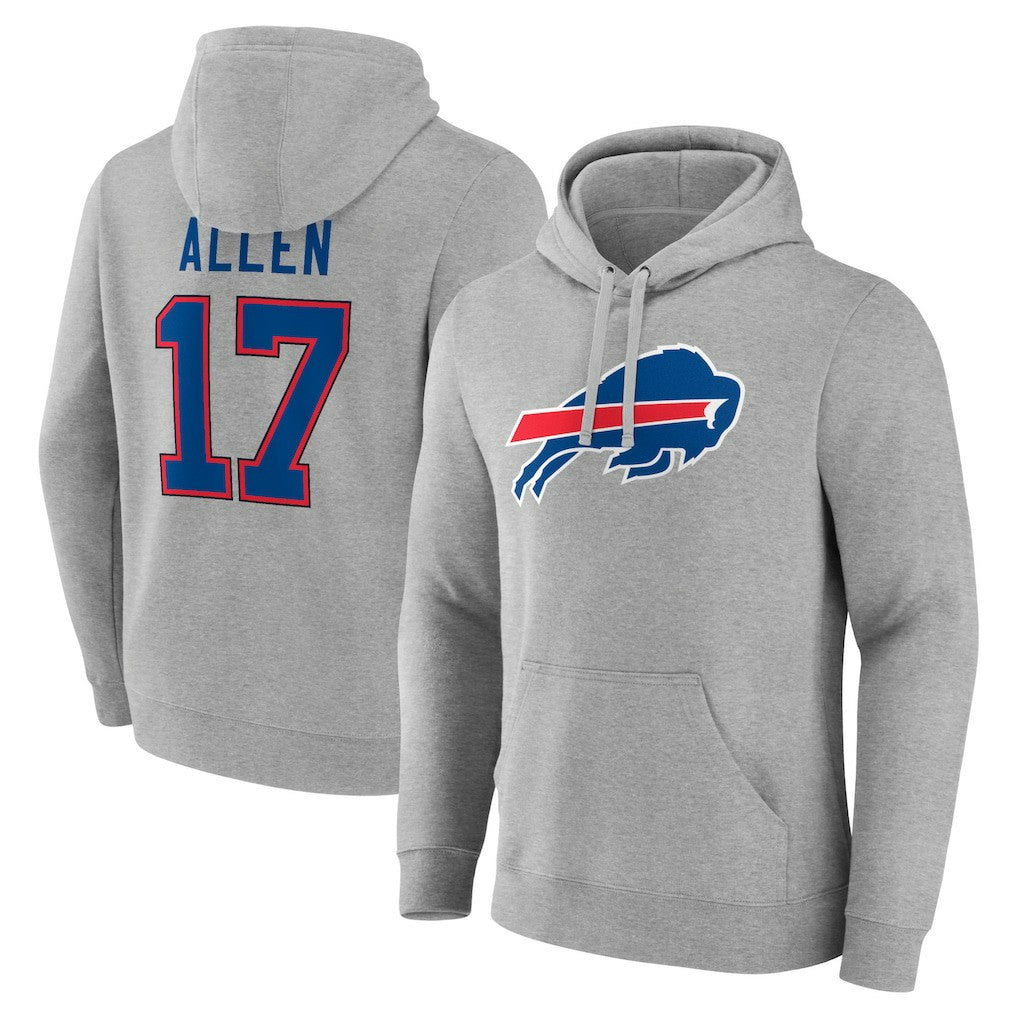 Josh Allen Buffalo Bills Icon Player Name & Number Pullover Hoodie - Gray online