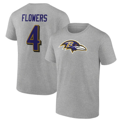Zay Flowers Baltimore Ravens Icon Player Name & Number T-Shirt - Gray discount