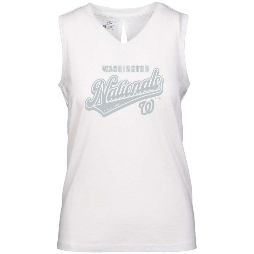 Washington Nationals Levelwear Women's  Paisley Sweep V-Neck Tank Top - White
