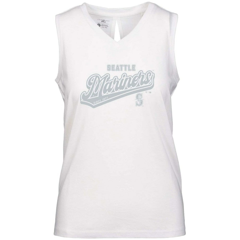 Seattle Mariners Levelwear Women's  Paisley Sweep V-Neck Tank Top - White