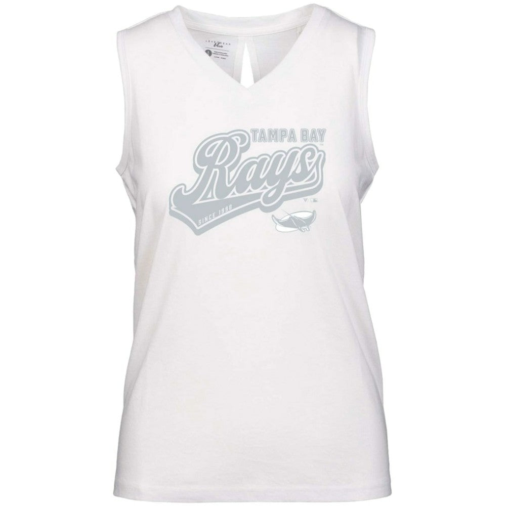 Tampa Bay Rays Levelwear Women's  Paisley Sweep V-Neck Tank Top - White