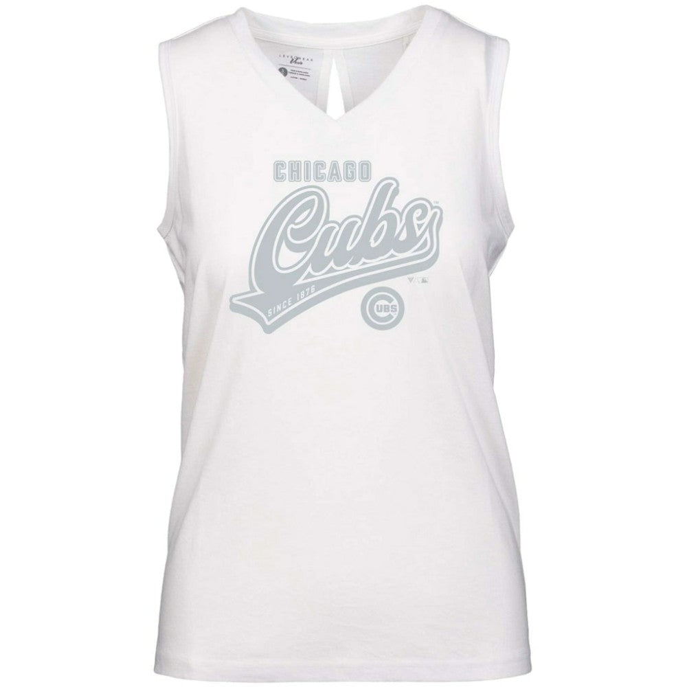 Chicago Cubs Levelwear Women's  Paisley Sweep V-Neck Tank Top - White