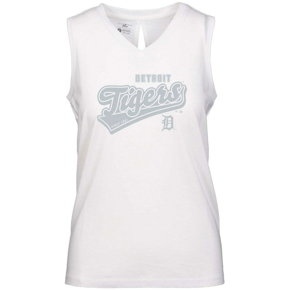 Detroit Tigers Levelwear Women's  Paisley Sweep V-Neck Tank Top - White