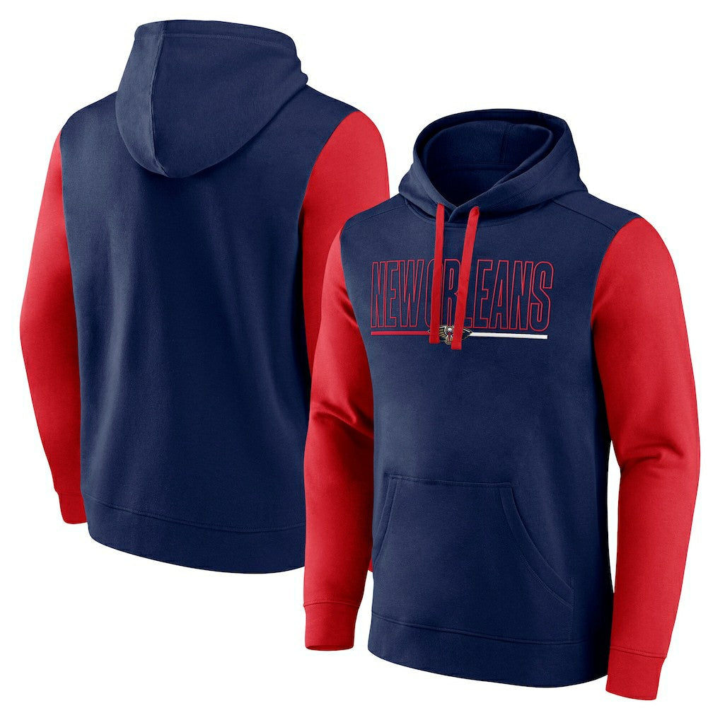 New Orleans Pelicans Logo Athletic Outline Colorblock Pullover Hoodie - Navy sale