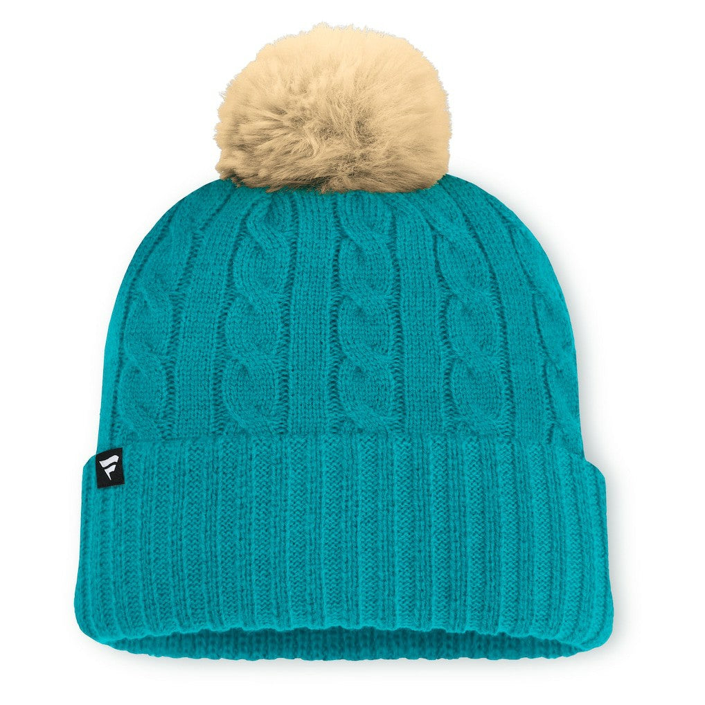 Miami Dolphins Women's Cable Knit Cuffed Hat with Pom - Aqua on sale