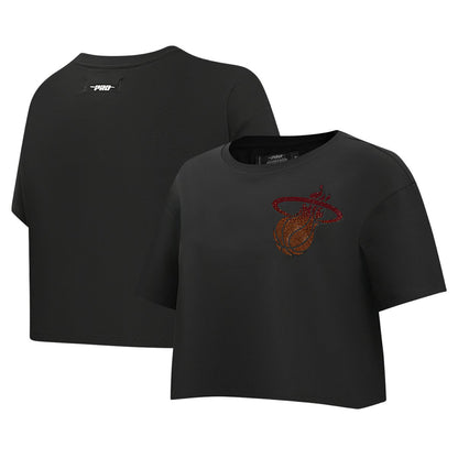 Miami Heat Pro Standard Women's Jewels Boxy Cropped T-Shirt - Black online