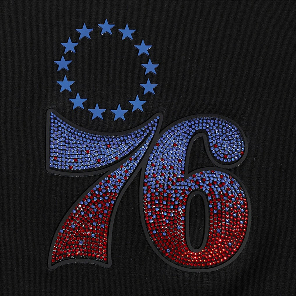 Philadelphia 76ers Pro Standard Women's Jewels Boxy Cropped T-Shirt - Black discount