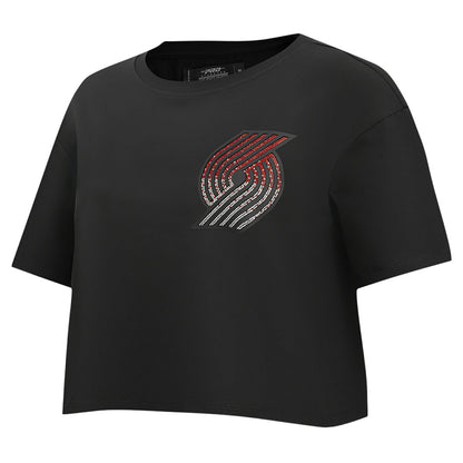 Portland Trail Blazers Pro Standard Women's Jewels Boxy Cropped T-Shirt - Black for sale