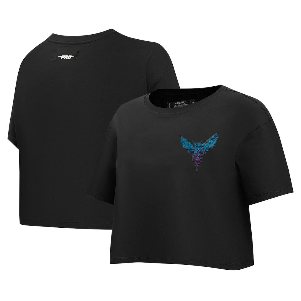 Charlotte Hornets Pro Standard Women's Jewels Boxy Cropped T-Shirt - Black sale