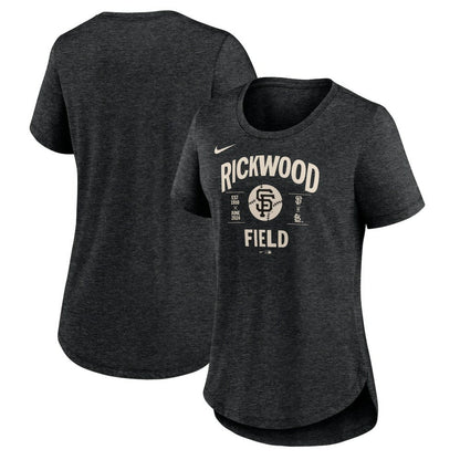 San Francisco Giants Women's 2024 Rickwood Classic Tribute Tri-Blend T-Shirt - Heather Black | Nike