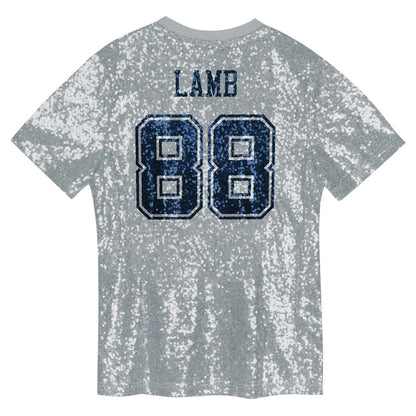 CeeDee Lamb Dallas Cowboys Girls Youth Sequin V-Neck Fashion Jersey - Silver sale