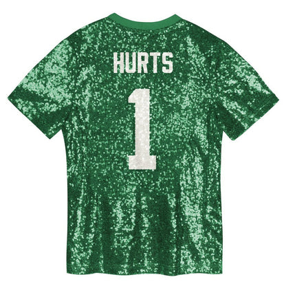Jalen Hurts Philadelphia Eagles Girls Youth Sequin V-Neck Fashion Jersey - Kelly Green discount