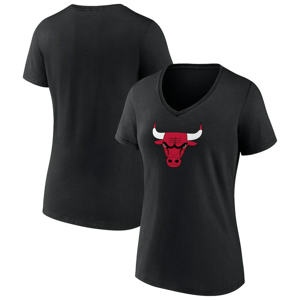 Chicago Bulls Women's Primary Logo V-Neck T-Shirt - Black outlet