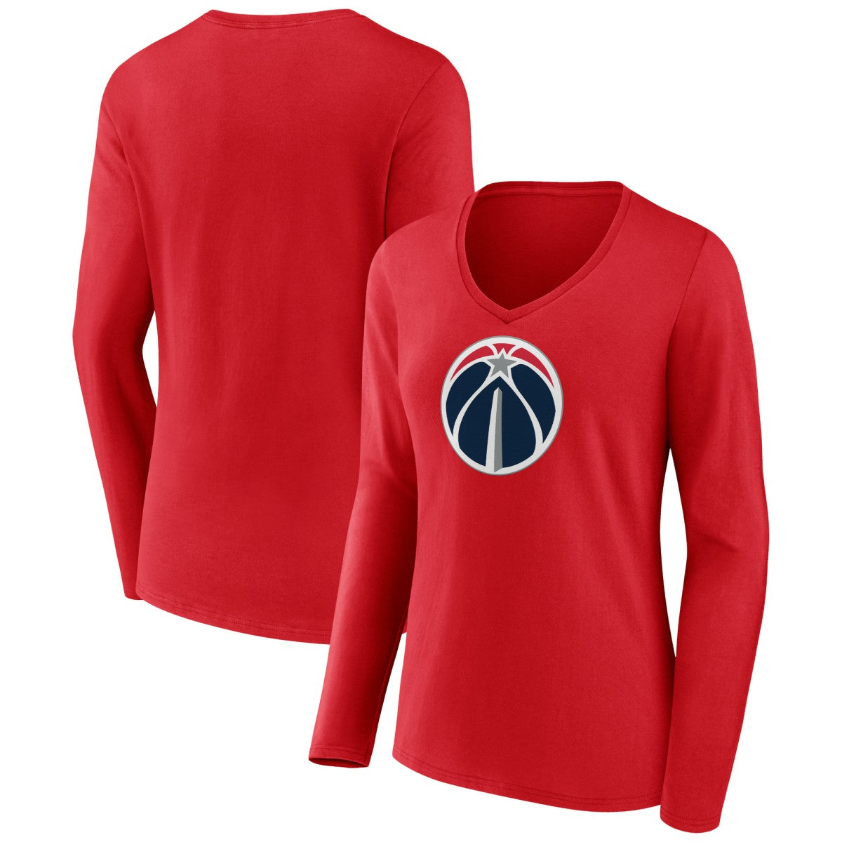 Washington Wizards Women's Primary Logo Long Sleeve V-Neck T-Shirt - Red sale