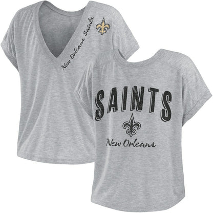 New Orleans Saints WEAR by Erin Andrews Women's Reversible T-Shirt - Heather Gray sale
