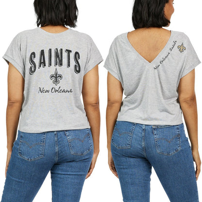 New Orleans Saints WEAR by Erin Andrews Women's Reversible T-Shirt - Heather Gray sale