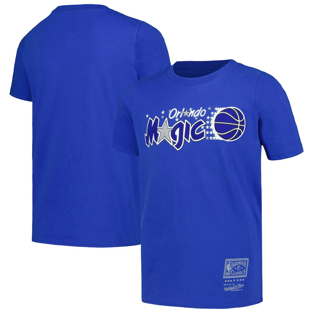 Orlando Magic Youth Hardwood Classics Retro Logo T-Shirt - Blue | Mitchell & Ness discount