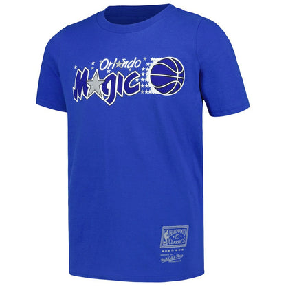 Orlando Magic Youth Hardwood Classics Retro Logo T-Shirt - Blue | Mitchell & Ness discount