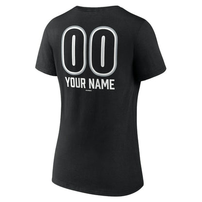 Chicago White Sox Women's Personalized Name & Number Fastball V-Neck T-Shirt - Black