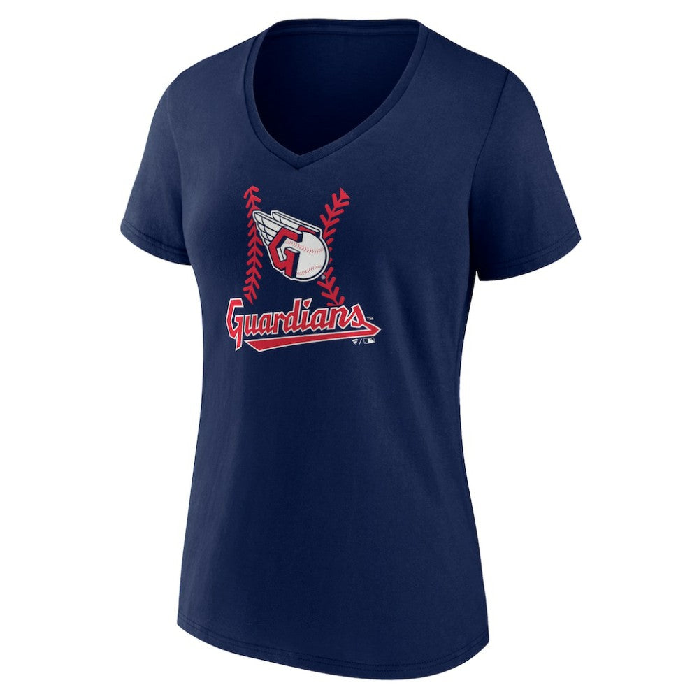 Cleveland Guardians Women's Personalized Name & Number Fastball V-Neck T-Shirt - Navy
