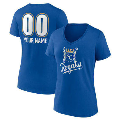Kansas City Royals Women's Personalized Name & Number Fastball V-Neck T-Shirt - Royal
