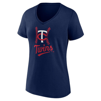 Minnesota Twins Women's Personalized Name & Number Fastball V-Neck T-Shirt - Navy