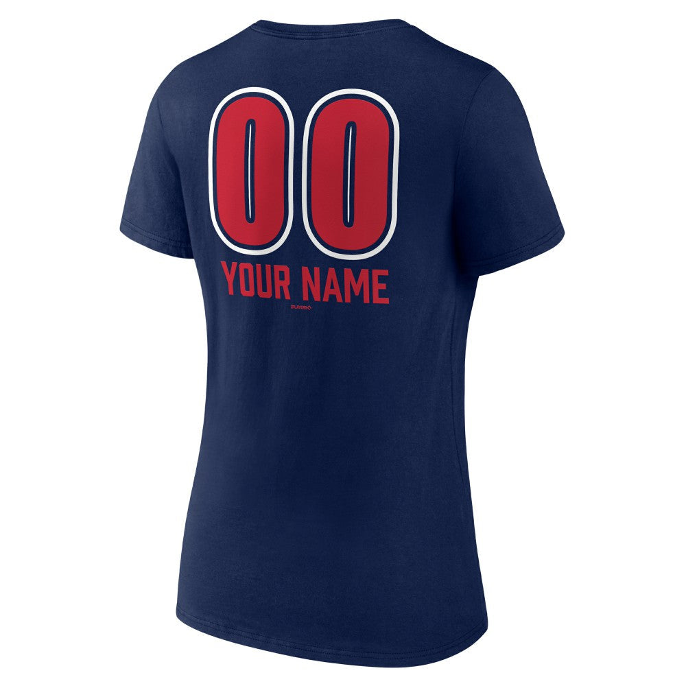 Minnesota Twins Women's Personalized Name & Number Fastball V-Neck T-Shirt - Navy