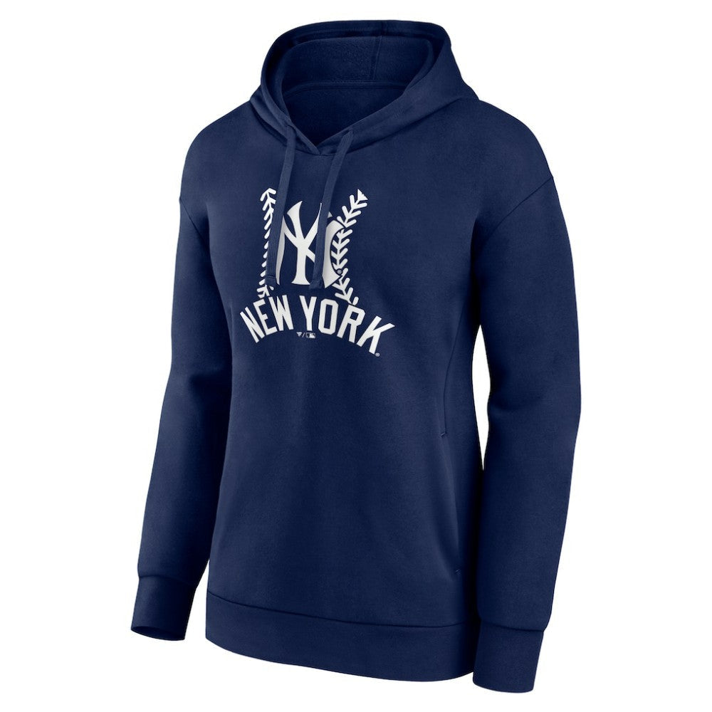New York Yankees Women's Personalized Name & Number Fastball Pullover Hoodie - Navy