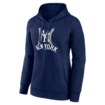 New York Yankees Women's Personalized Name & Number Fastball Pullover Hoodie - Navy