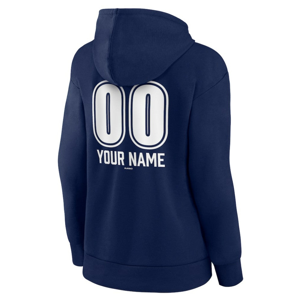 New York Yankees Women's Personalized Name & Number Fastball Pullover Hoodie - Navy