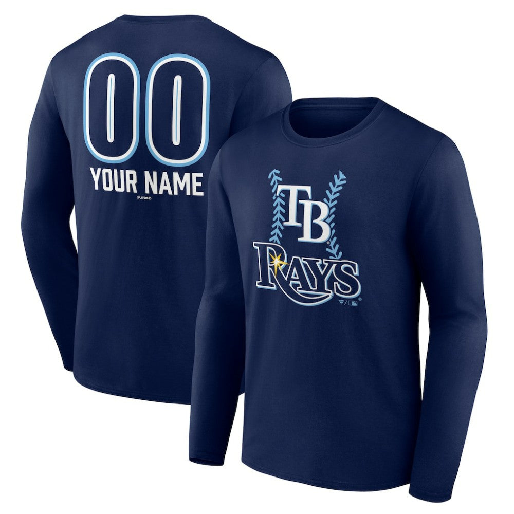 Tampa Bay Rays Personalized Name & Number Fastball Long Sleeve T-Shirt - Navy