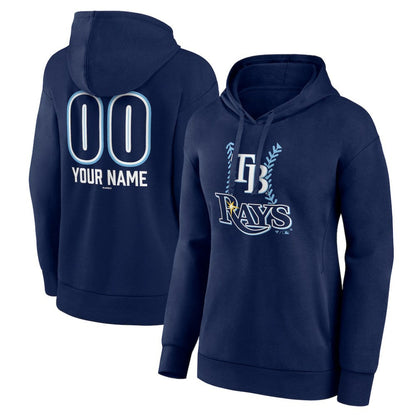 Tampa Bay Rays Women's Personalized Name & Number Fastball Pullover Hoodie - Navy