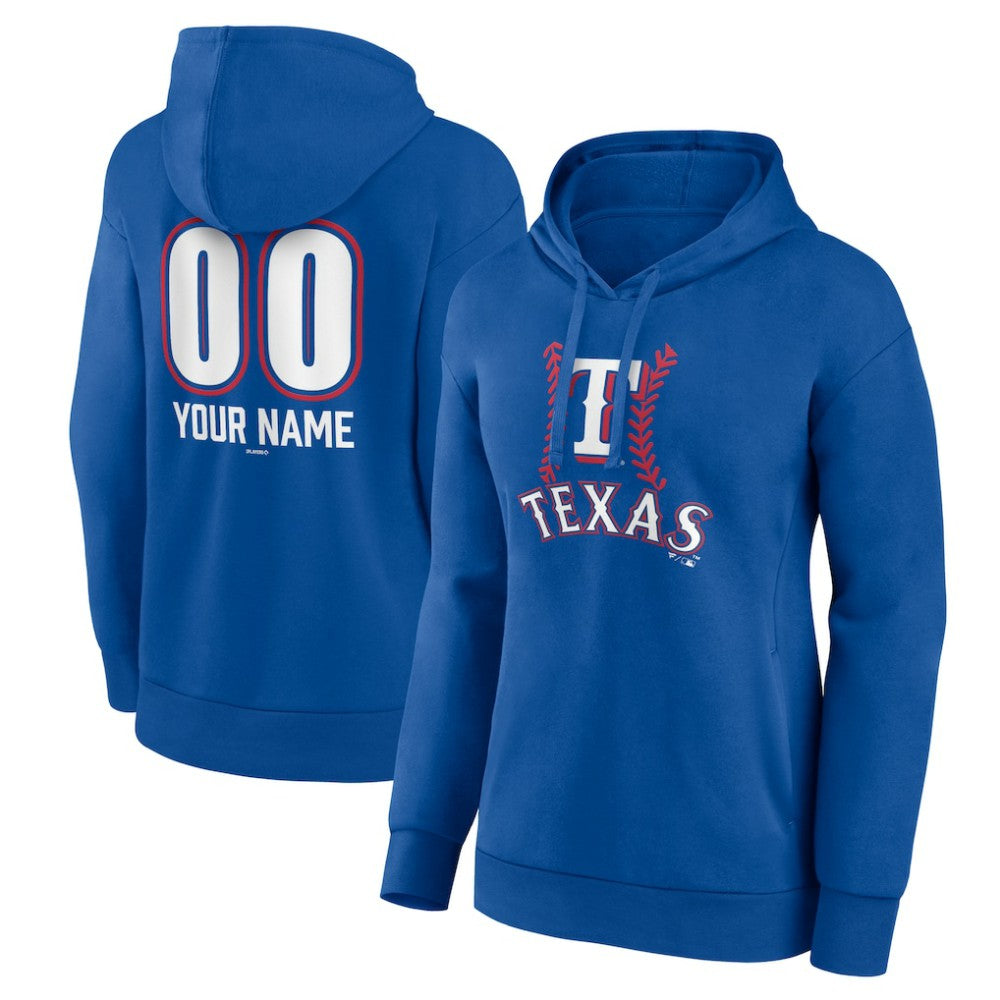 Texas Rangers Women's Personalized Name & Number Fastball Pullover Hoodie - Royal