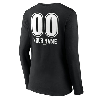 Los Angeles Dodgers Women's Personalized Name & Number Fastball Long Sleeve V-Neck T-Shirt - Black